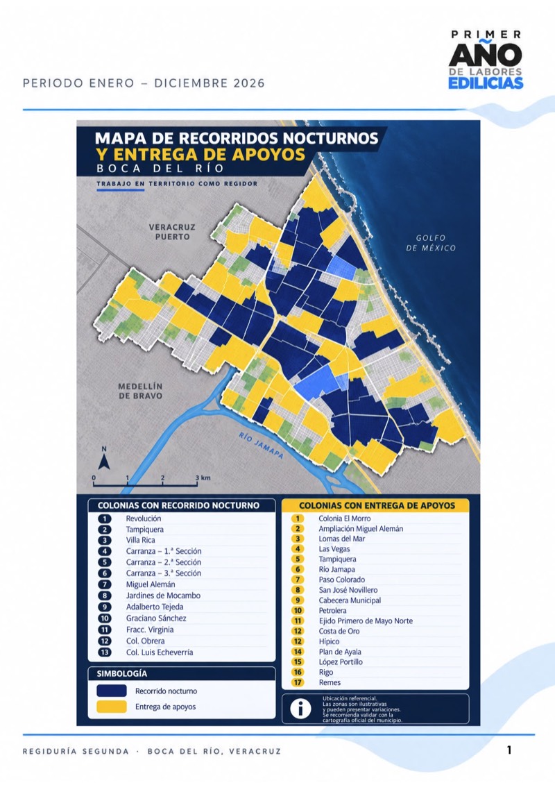 Página 3 del informe: panorama cartográfico de la presencia institucional en Boca del Río.