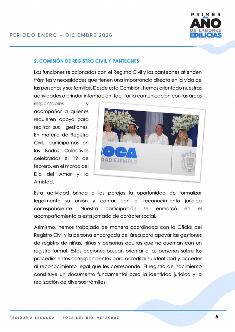 Página 7 del informe: Comisión de Registro Civil y Panteones.